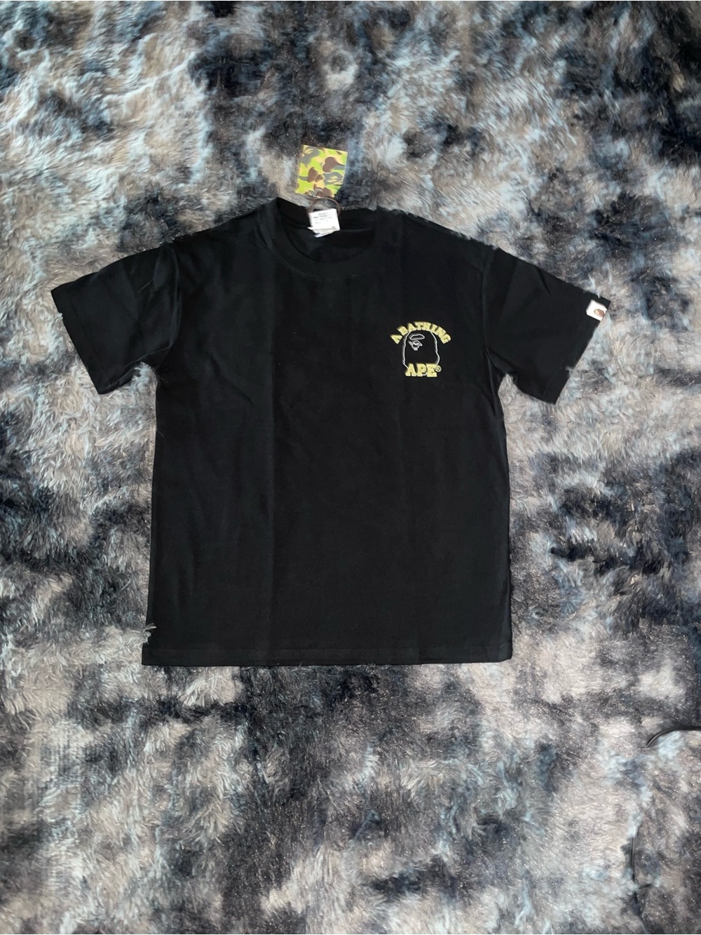 Bape Black Tee with Yellow Logo